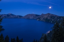 Crater Lake after moon rise 
