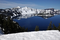 Crater Lake has so much snow itll be months before you can circumnavigate it without skis or snowshoes 