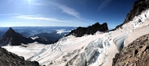 Crevasse-filled glaciers on Mount Rainier Washington 