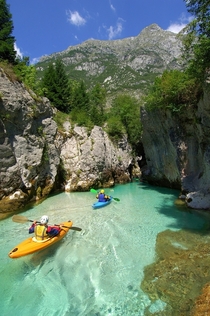 Crystal clear kayaking in Slovenia 