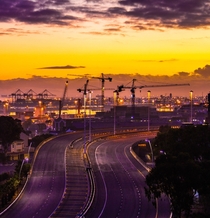 Dawn over the port of Cape Town SA