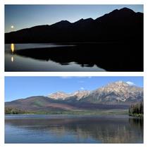 Day or night the views are amazing Pyramid Lake and Pyramid Mountain Japser Ab Canada - 