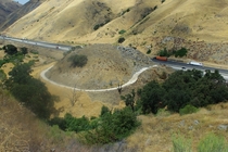 Dead Mans Curve a section of the Ridge Route constructed in  that was bypassed when US  later I- was realigned to make travel straighter amp safer Tejon Pass near Lebec California 