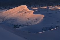 Death Valley sand dunes at golden hour Warm hike to get out here cold hike back 