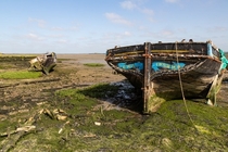 Decaying boats on the River Medway UK