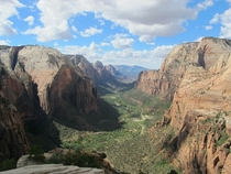 Definitely worth the strenuous hikeview from the summit of Angels Landing at Zion National Park Utah 