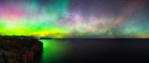 -degree views of Northern Lights over Lake Superior 