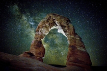 Delicate Arch under the Milky Way Moab Utah 
