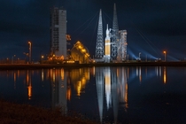 Delta IV Heavy rocket carrying the Orion spacecraft waiting to launch 