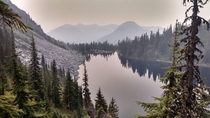 Dense smoke in the Cascades above Lake Valhalla WA 