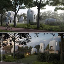 Developed by the Eindhoven University of Technology these D printed houses look like something youd find on an alien world