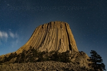 Devils Tower by Moonlight Wyoming 