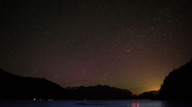 Dim aurora borealis over north of Vancouver 