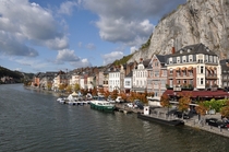 Dinant Belgium on the embankment of the Meuse River 