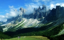 Dolomites in the clouds Italy 