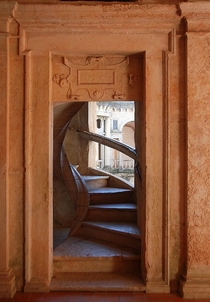 Door to a spiral staircase in the Cloister of the Convent of Christ Tomar Portugal 