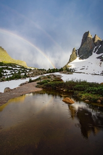 Double rainbow after a thunderstorm in Wyomings Wind River Range 