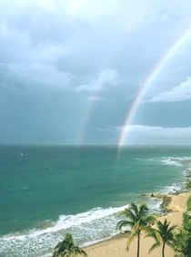 Double Rainbow on the beach of San Juan Puerto Rico 