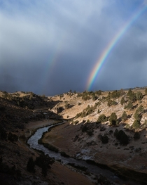 Double Rainbow over Hot Creek Mammoth Lakes CA oc 