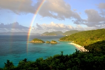 Double rainbow reflecting off of Trunk Bay - St John US Virgin Islands 