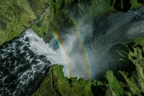 Double rainbow Skgafoss waterfall in southern Iceland  IG sindrigudlaugs