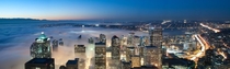 Downtown Seattle in the fog 