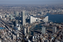 Downtown Yokohama and the urban sprawl of Tokyo 