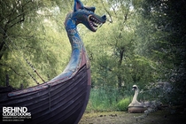 Dragon Ship at Spreepark an abandoned theme park in Berlin Germany 