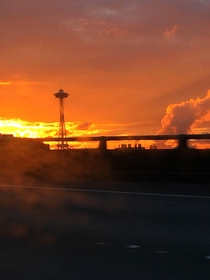 Driving in Seattle at sunset   x 