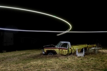 Drone Light Painting with an abandoned pick up truck OC x
