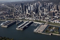 Drone view of Montreal and its old port