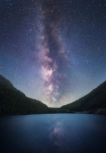 Drove  hours and impatiently waited until AM for the milky way to make its appearance over Cascade Lake Adirondacks NY 