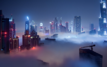 Dubai UAE in the Clouds at Night 