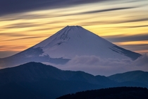 Dusk Mt Fuji in Winter - beautiful Mount Fuji Japan  photo by myy_t