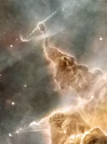 Dust Pillar of the Carina Nebula Inside the head of this interstellar monster is a star that is slowly destroying it 