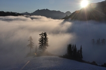 Early morning fog in the North Cascades  OC
