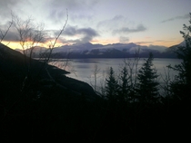 Early morning hike with a view - sunrise near Girdwood Alaska 