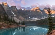 Early morning light and reflection at Moraine Lake Alberta 