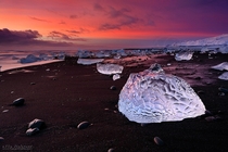 Early morning on the shores of Breiamerkursandur Iceland The ice almost looks carved by hand  photo by Ilia Shalamaev
