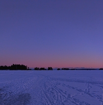Early winter evening on a frozen sea in Espoo Finland 