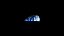 Earth seen beyond the Moons horizon from Apollo  lunar orbit