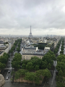 Eiffel Tower from the top of lArc de Triomphe June 