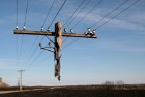Electric pole hanging after a wild fire x-post rpics 