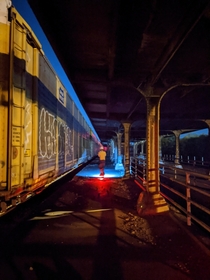 Elevated train passenger platform abandoned in  Louisville KY 