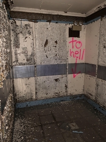Elevator shaft in insane asylum