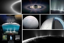 Enceladus is the main source of material for Saturns E- Ring The moon has a deep salty ocean underneath a thick layer of ice Due to thermal activity at the ocean floor fissures and cracks on the surface spew out water rich plumes into space Those plumes f