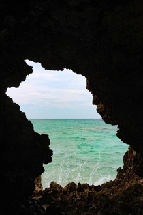 End of a cave with an ocean view Okinawa 