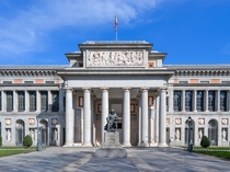 Entrance of Museo del Prado in Madrid Spain
