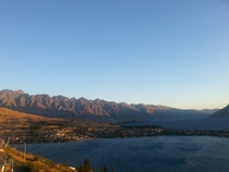 Fading sunlight over The Remarkables Queenstown New Zealand 