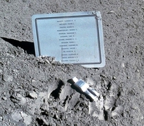 Fallen Astronaut is a  inch tall aluminum sculpture of a human figure was left on the moon in  by Apollo  astronauts